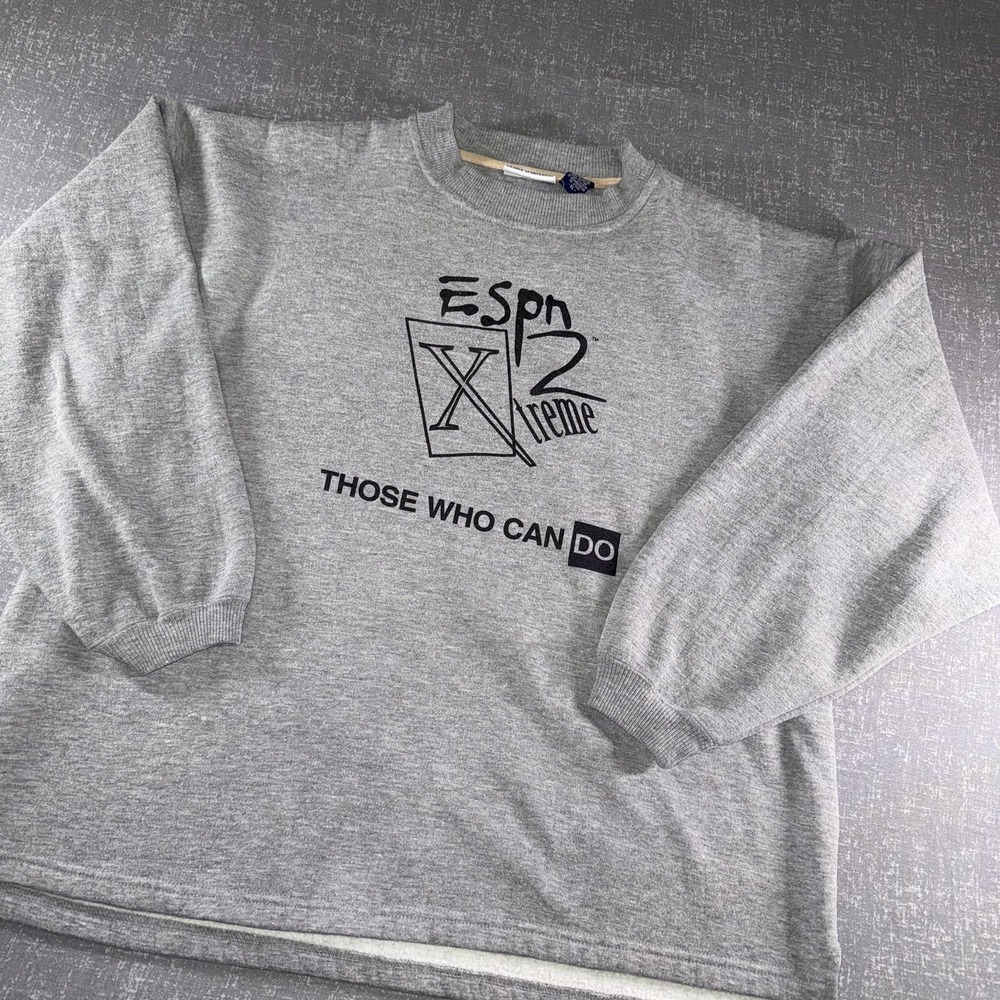 Vintage Crable Sportswear Sweatshirt Mens XL Gray ESPN2 Xtreme Opponent Advisory